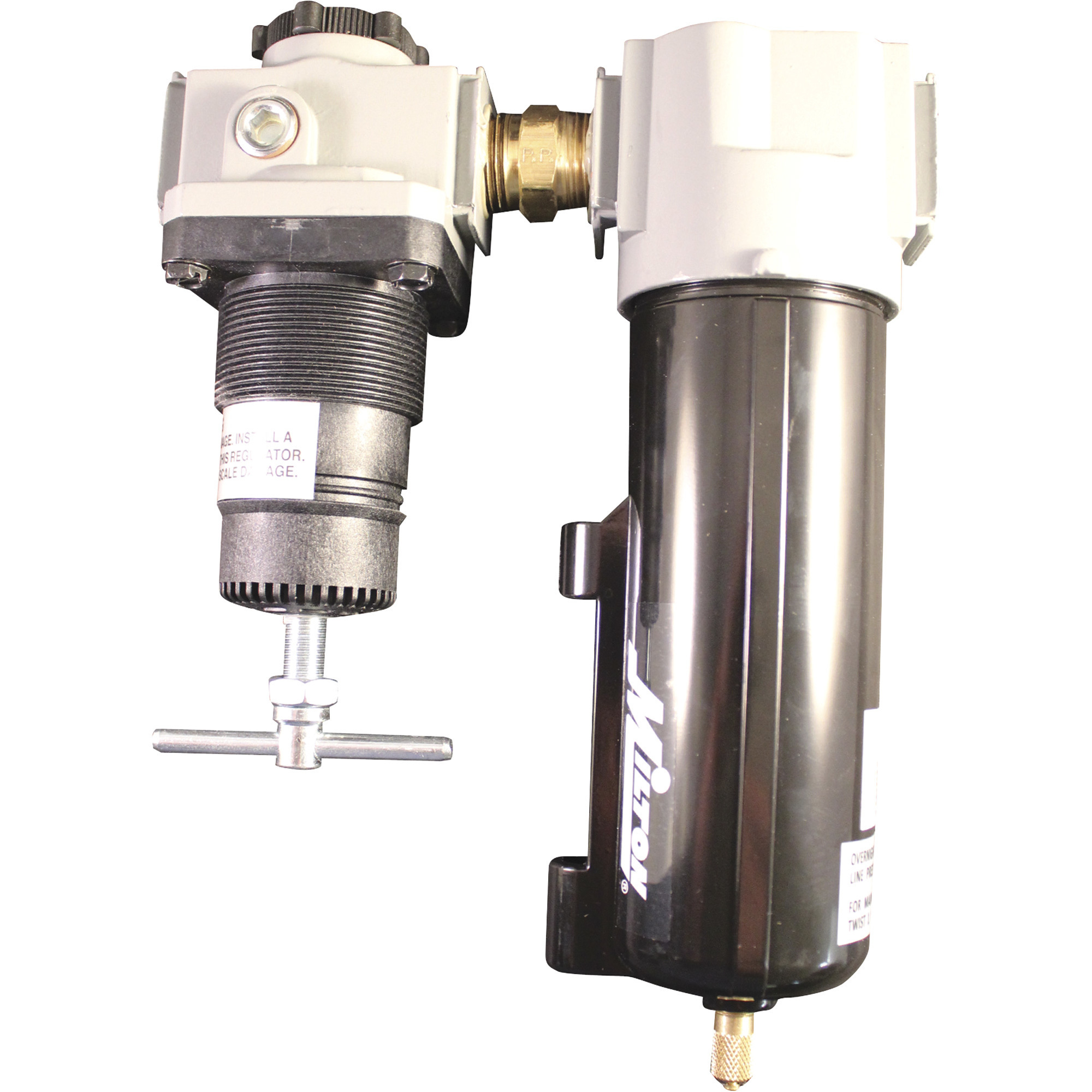 Milton Air Filter Regulator with Metal Bowl, 1/2in. NPT Inlet, 0-160 PSI, 100 CFM, Model# 1108